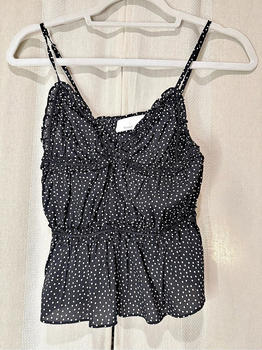 fleur du mal Polka Dot Camisole in Black & White Size Small